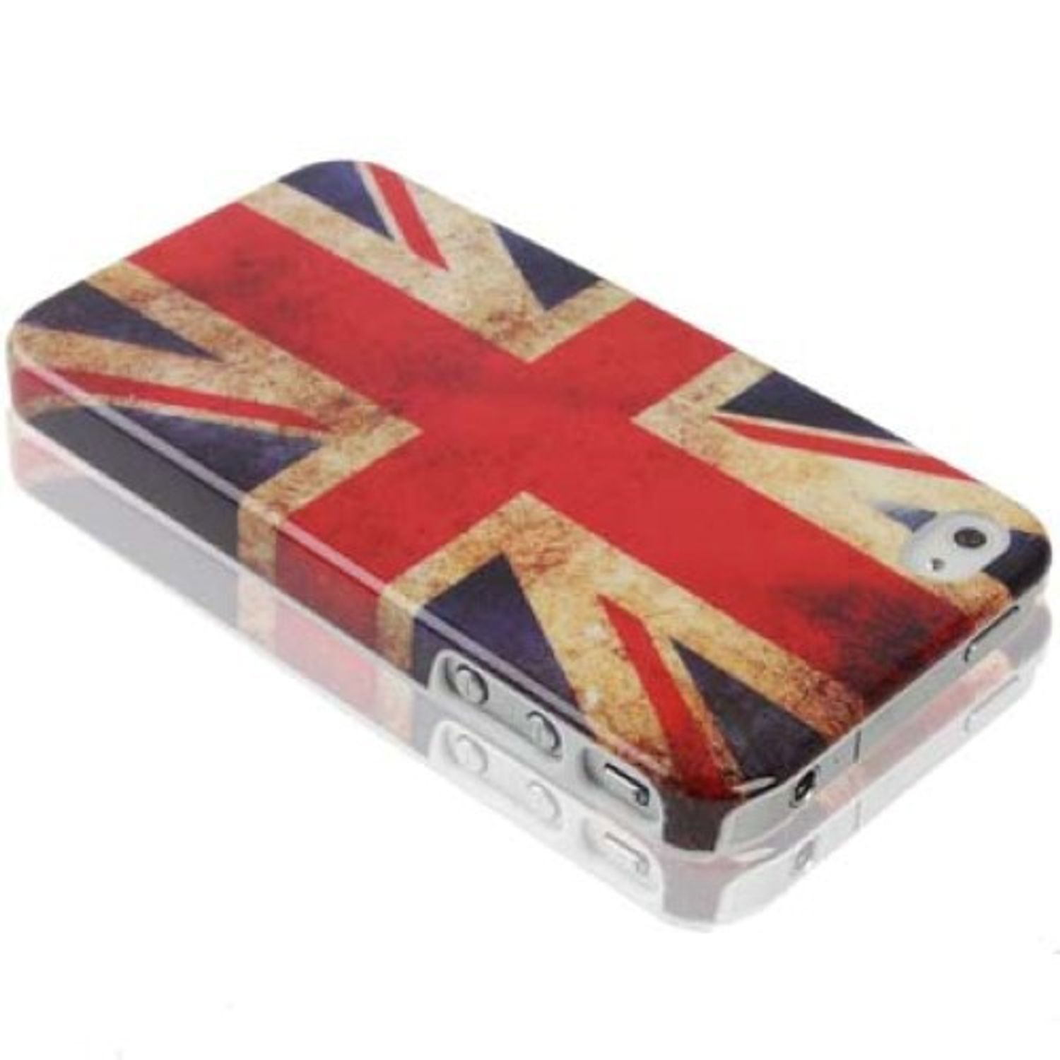 Handyhülle mit UK-Flaggen-Design. Reflektierende Oberfläche. Weißer Hintergrund.