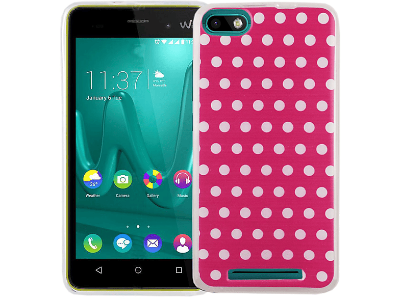 3, DESIGN Lenny Handyhülle Rosa Wiko, KÖNIG Backcover, Bumper,