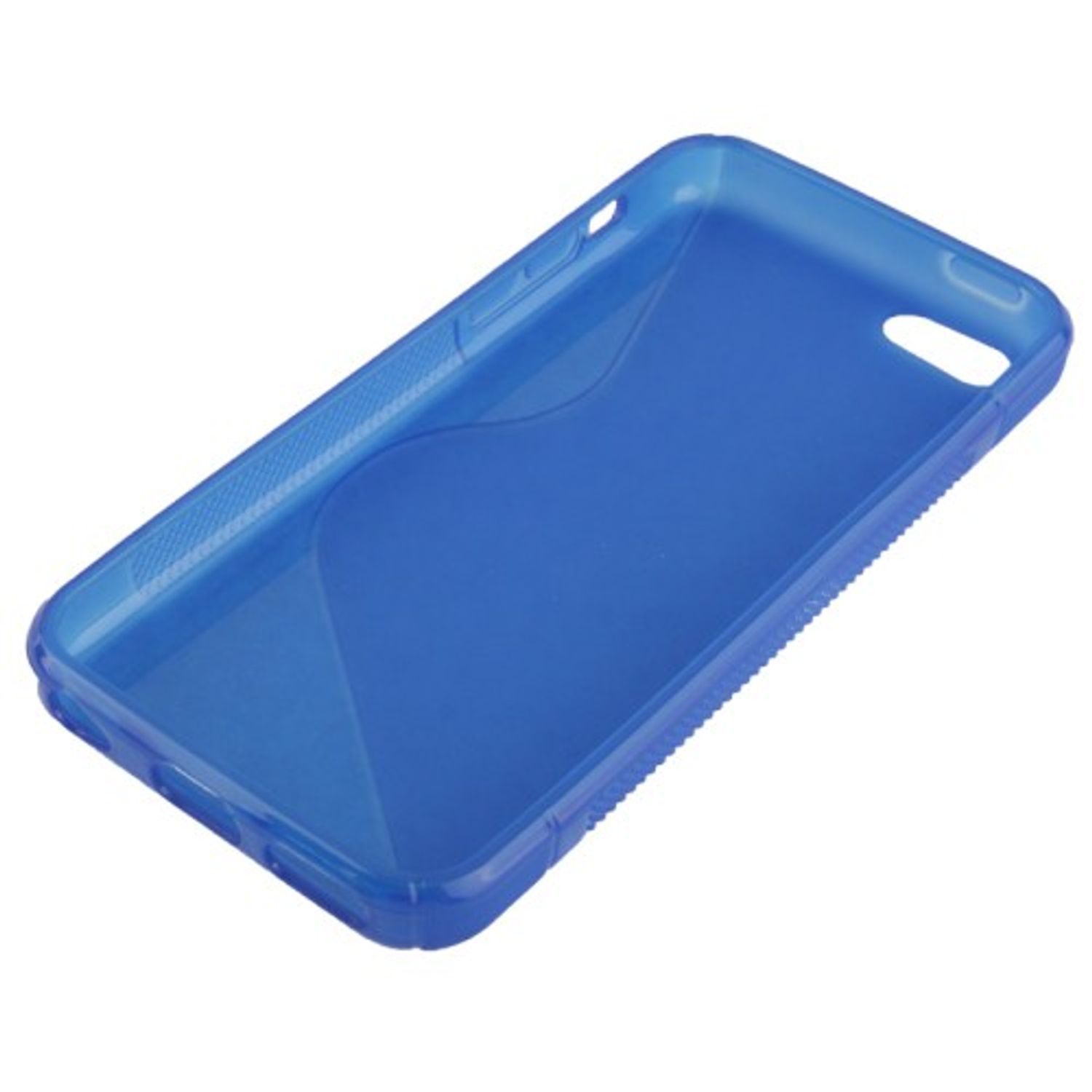 Blaue transparente Handyhülle.