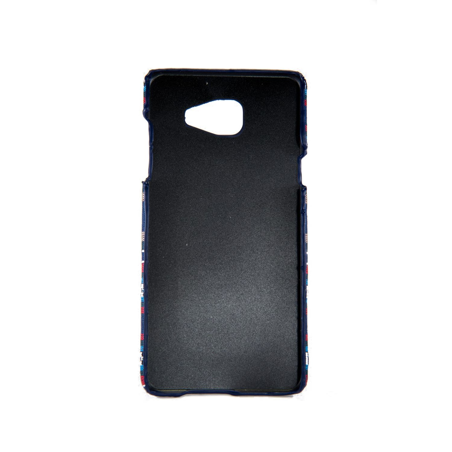 Schwarze Handyhülle mit Design. Die Hülle hat Aussparungen für die Kamera und andere Anschlüsse.