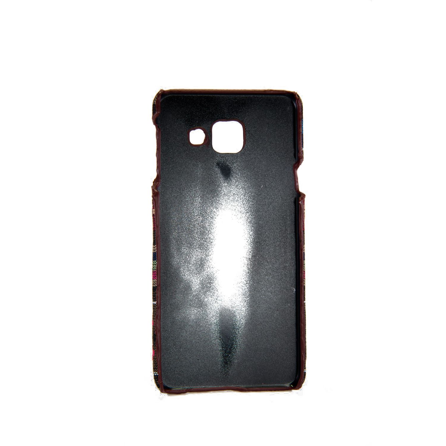 Schwarze Handyhülle, Innenansicht. Kamera und Knöpfe sichtbar.