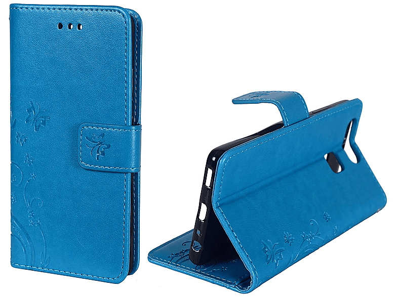 KÖNIG DESIGN Blau Huawei, P9, Bookcover, Handyhülle
