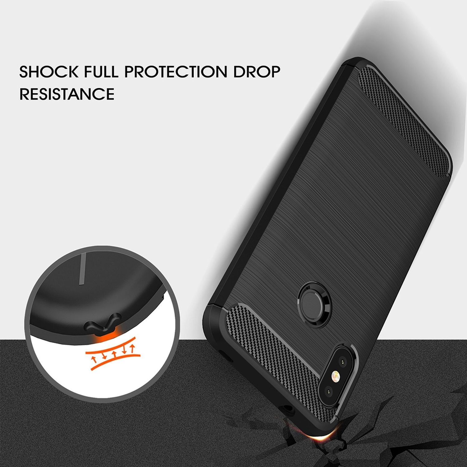 6 KÖNIG Handyhülle Schwarz Xiaomi, Backcover, Redmi Carbon Pro, Optik, DESIGN