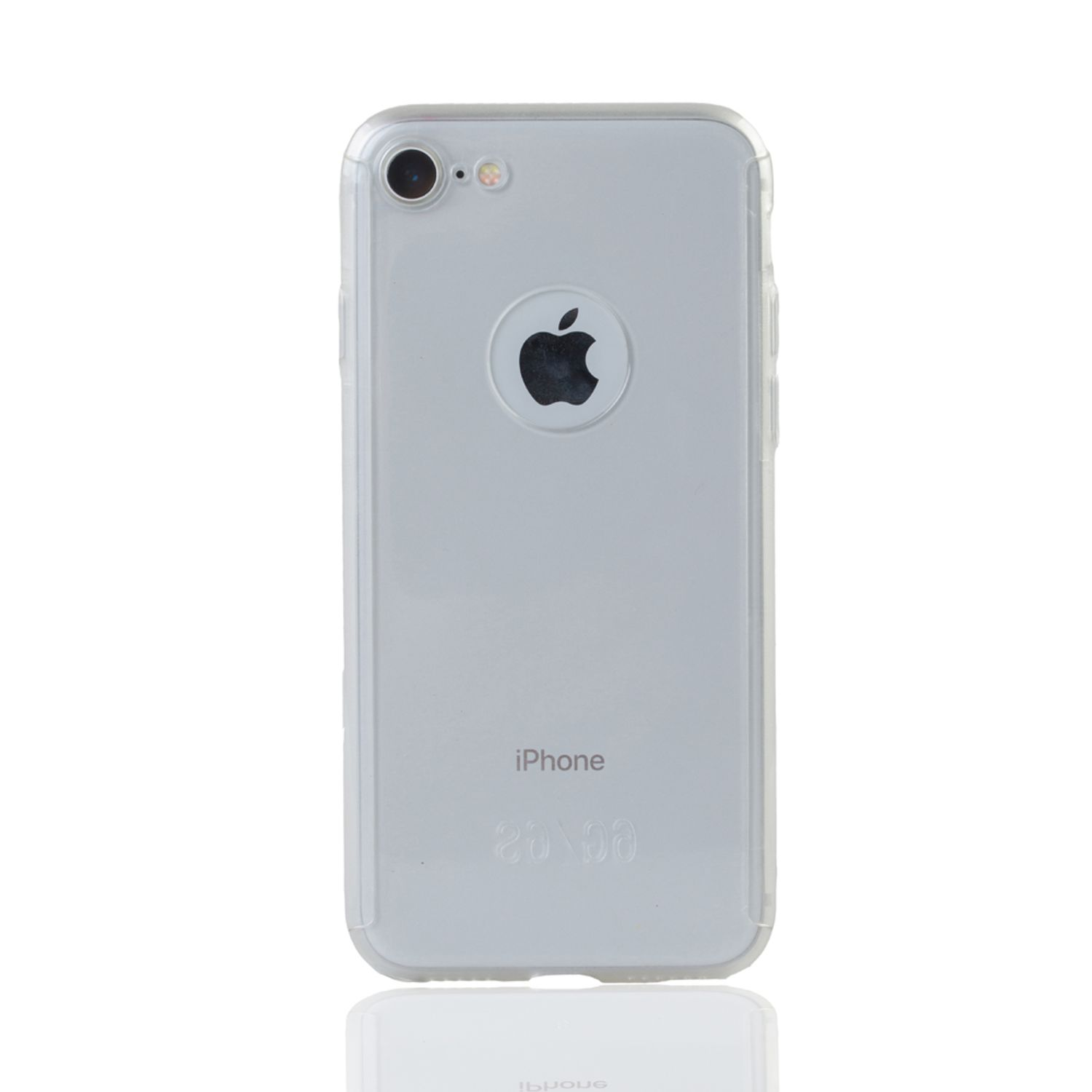 Klares iPhone mit Apple-Logo. Rückansicht.