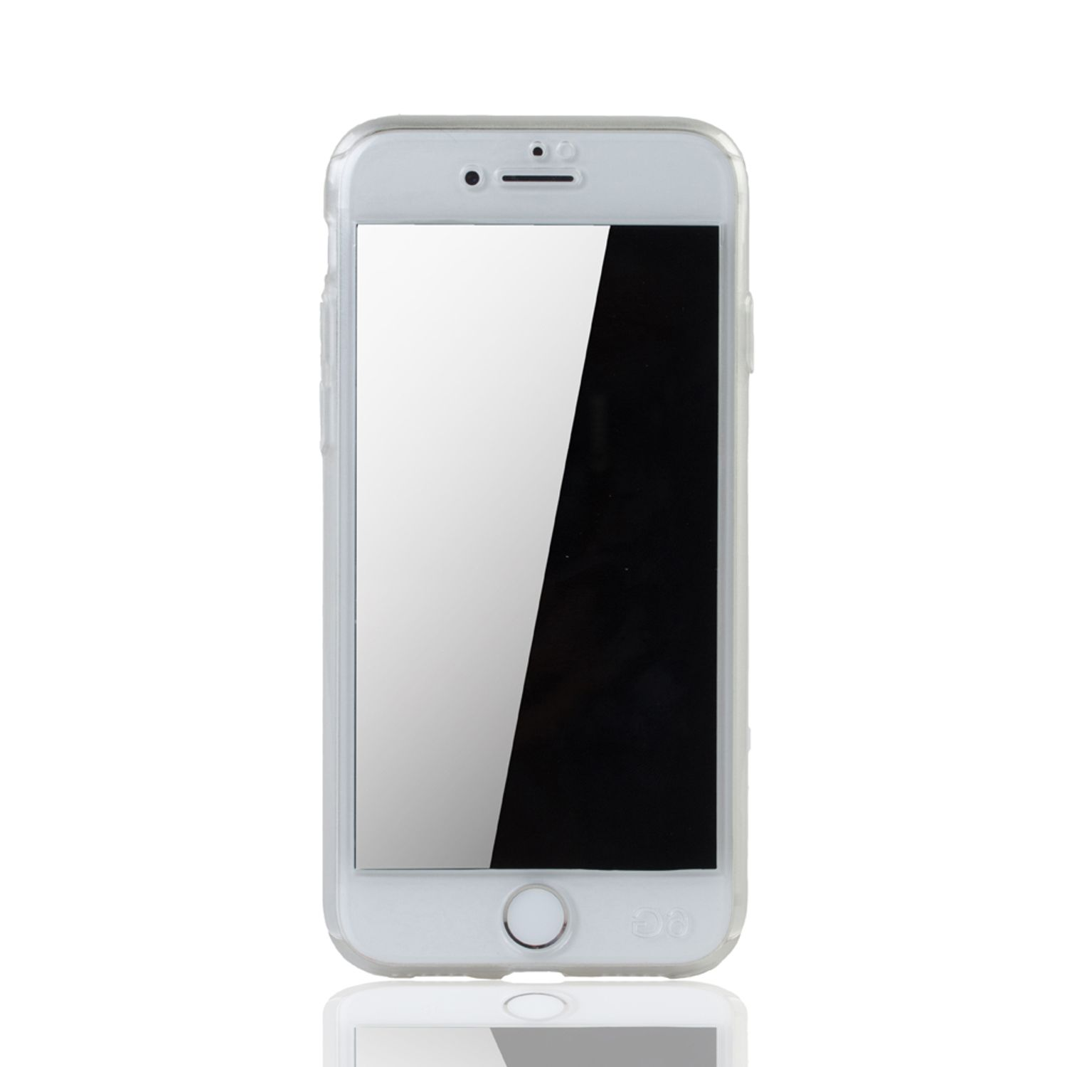 Weißes Telefon mit Displayschutz.