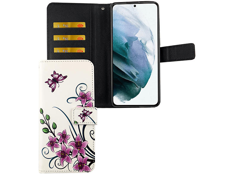 KÖNIG DESIGN Bookcover, Galaxy S21, Samsung, Weiß Handyhülle