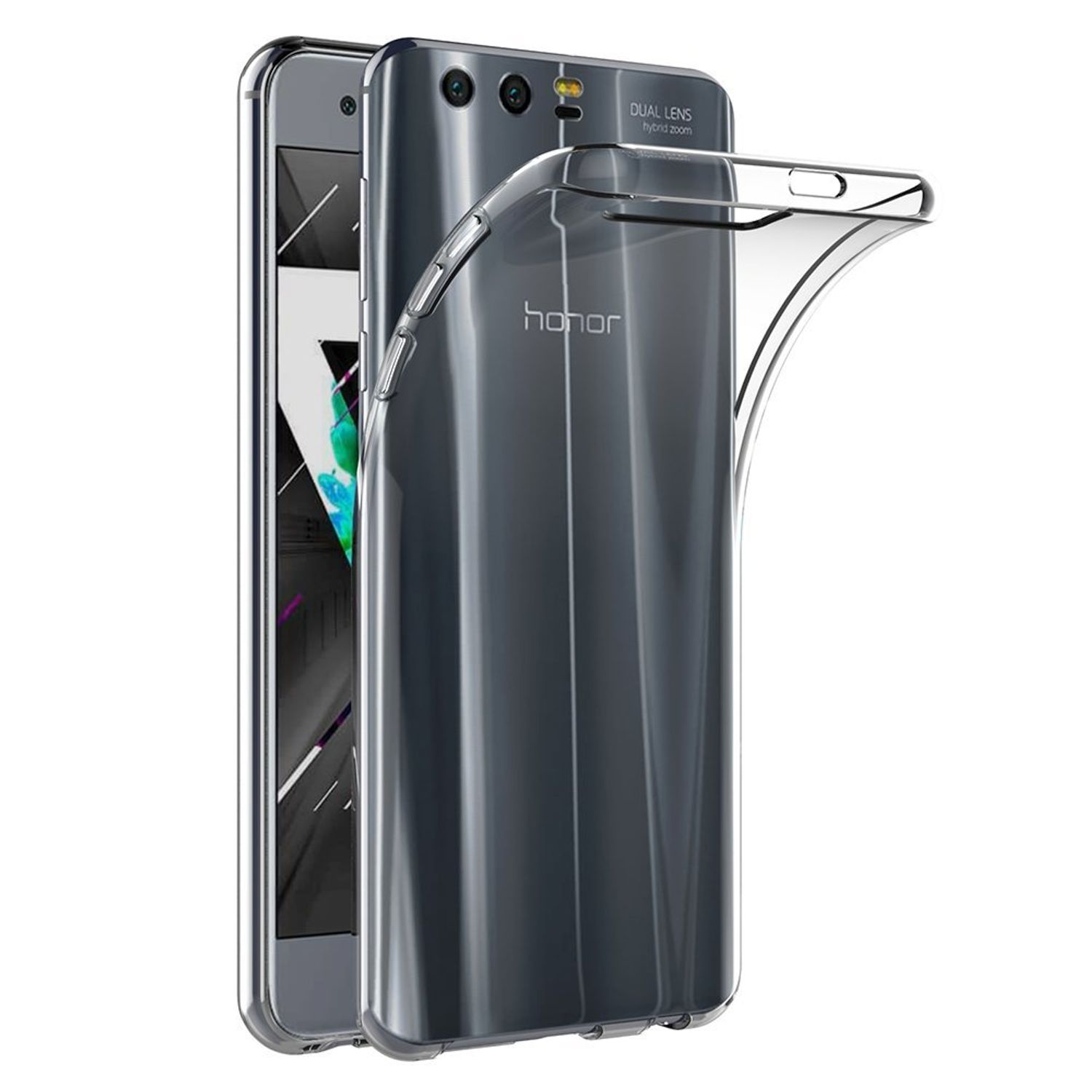 KÖNIG DESIGN Handyhülle 9, Transparent Ultra Dünn Backcover, Huawei, Honor Bumper