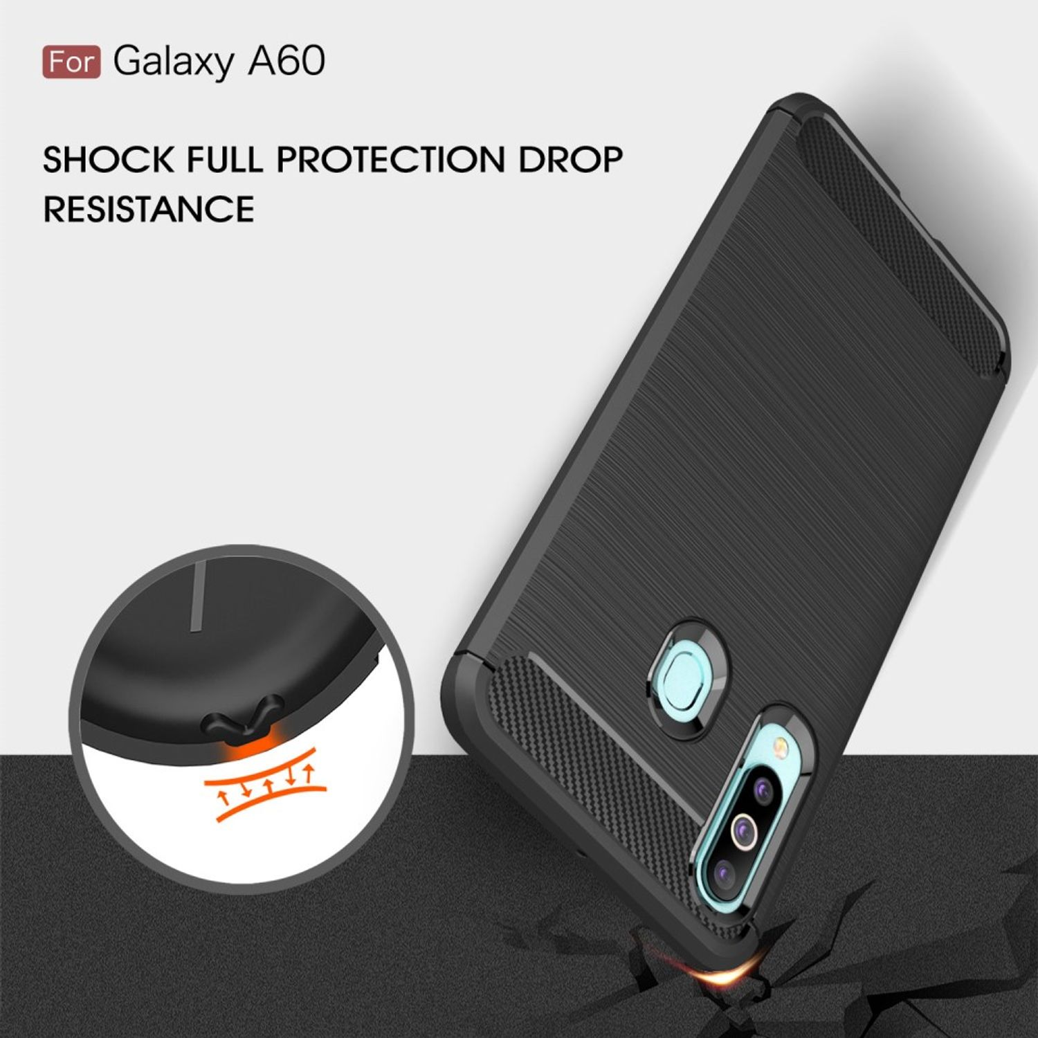 KÖNIG DESIGN Handyhülle Grau A60, Optik, Backcover, Carbon Galaxy Samsung
