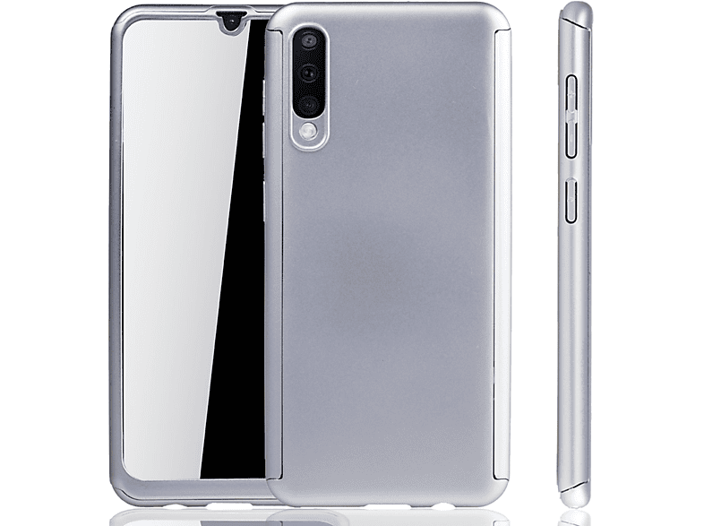 KÖNIG DESIGN Handyhülle 360 Grad Schutz, Full Cover, Samsung, Galaxy A50, Silber