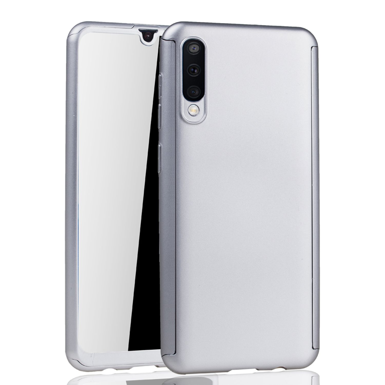 KÖNIG DESIGN Samsung, Full Handyhülle Schutz, Galaxy Cover, Silber A50, Grad 360