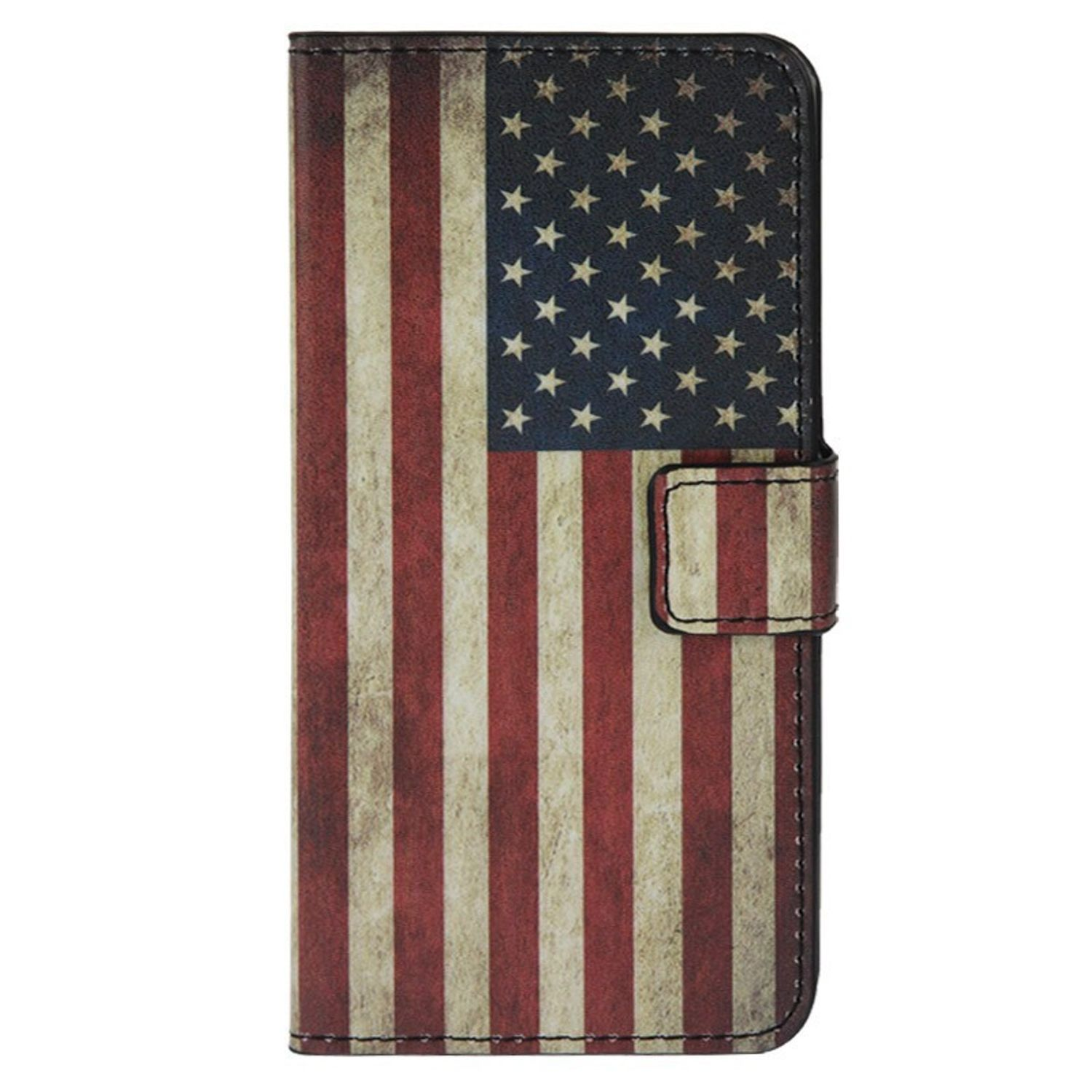 Handyhülle, US-Flaggen-Design. Rote und weiße Streifen mit einem blauen Sternenquadrat.