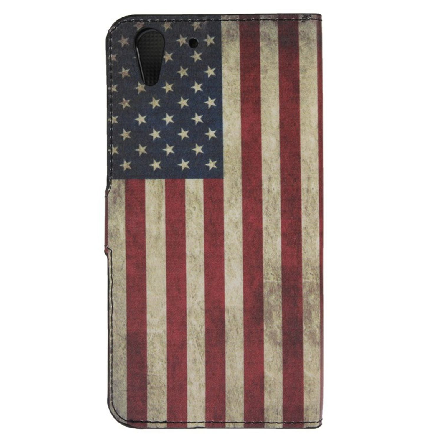 Handyhülle mit der amerikanischen Flagge. Die Hülle ist geschlossen.