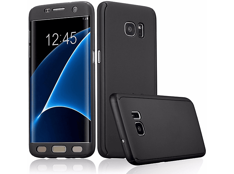 S6 Schutz, Cover, Galaxy Schwarz Samsung, 360 Grad Edge DESIGN Handyhülle KÖNIG Full Plus,