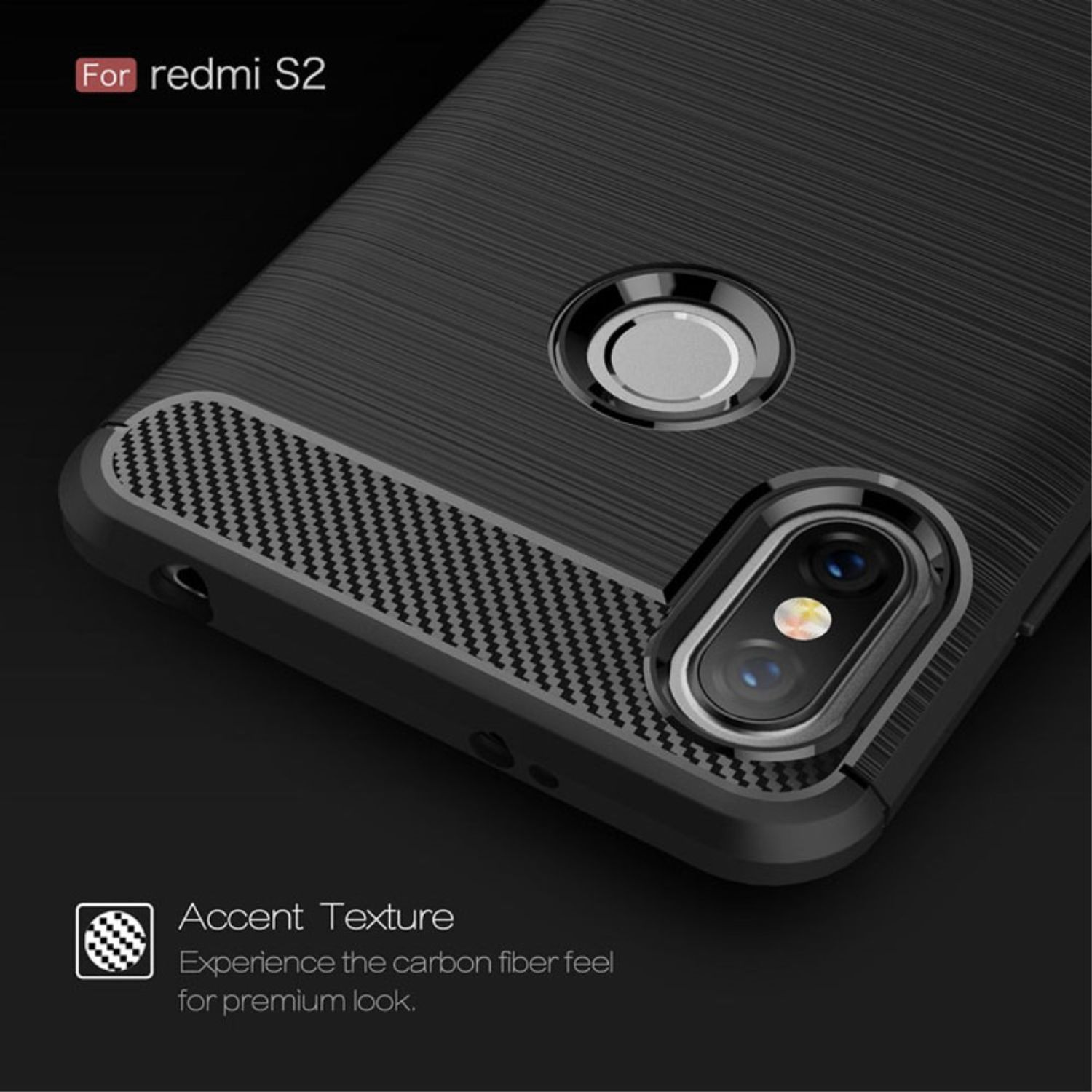 Carbon DESIGN Redmi Backcover, KÖNIG Y2, Optik, Schwarz S2 Xiaomi, Handyhülle /