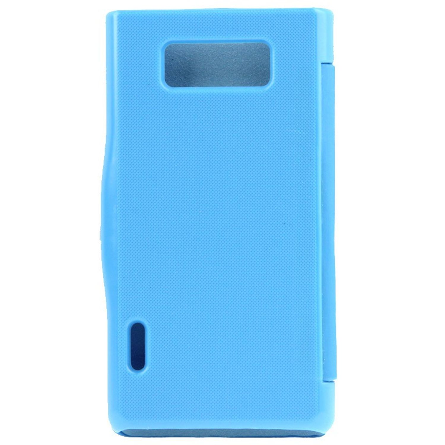 Blaue Handyhülle, Rückansicht, mit Aussparung für die Kamera.