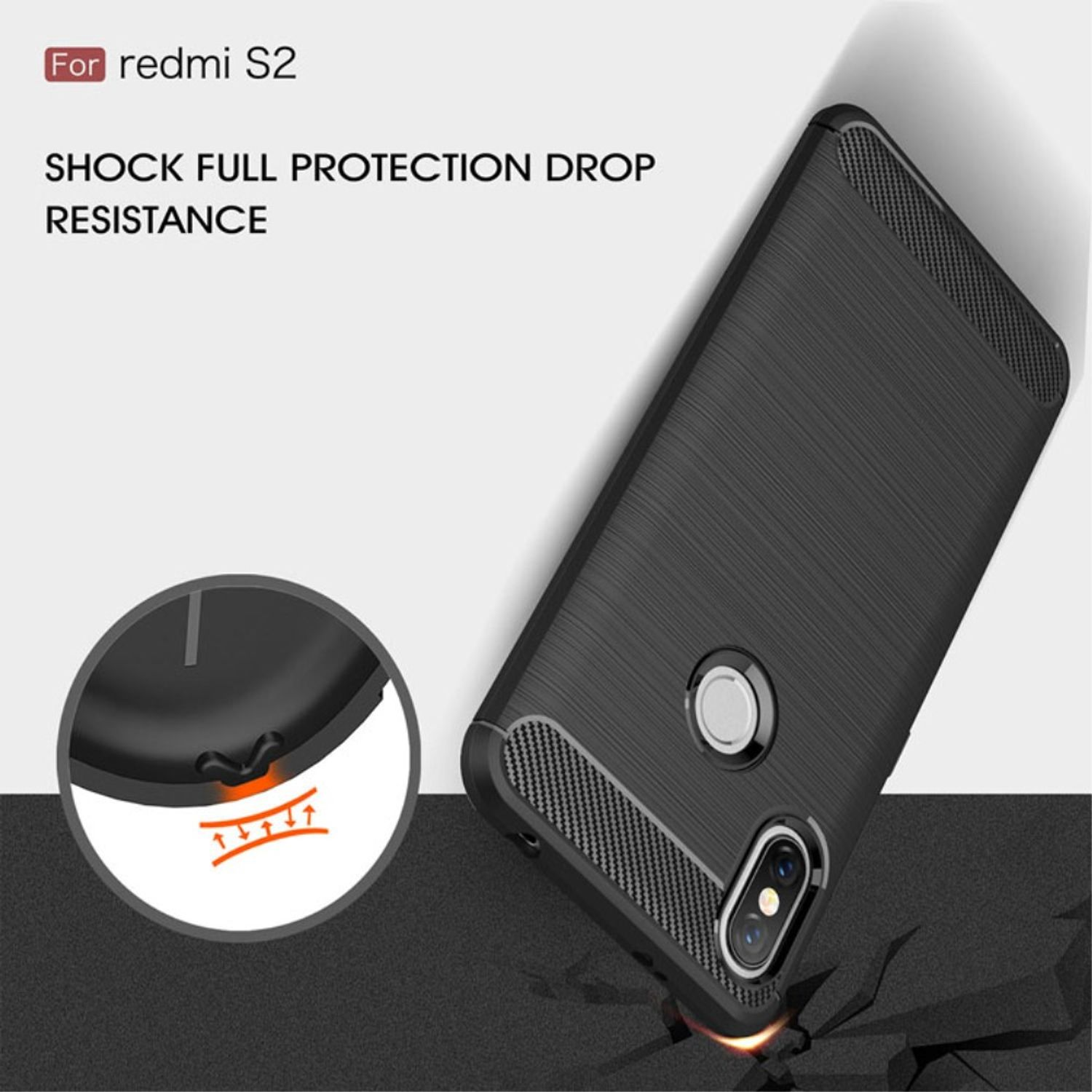Carbon Redmi S2 DESIGN Backcover, Handyhülle Y2, KÖNIG Blau / Xiaomi, Optik,