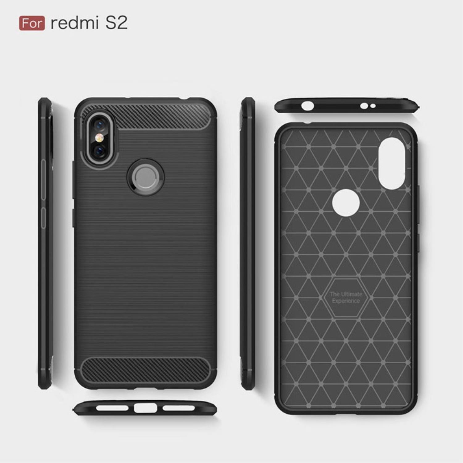 KÖNIG DESIGN Backcover, Optik, S2 / Redmi Handyhülle Y2, Xiaomi, Carbon Grau