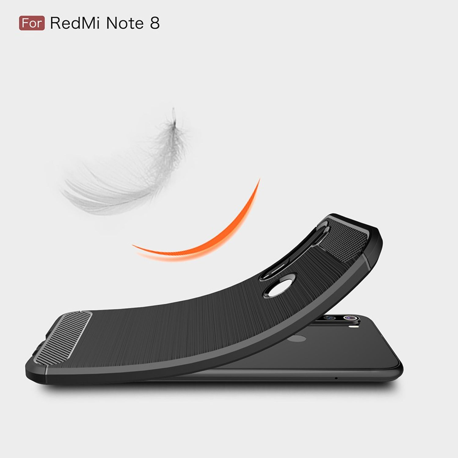 KÖNIG DESIGN Handyhülle Carbon Optik, Redmi Note 8, Xiaomi, Schwarz Backcover