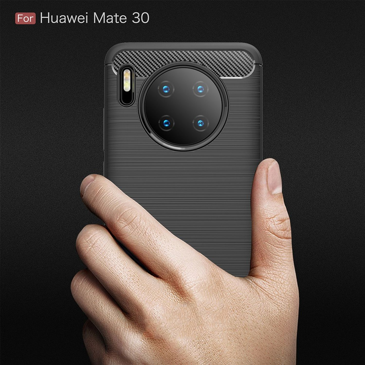 KÖNIG DESIGN Handyhülle Optik, 30, Mate Backcover, Carbon Schwarz Huawei