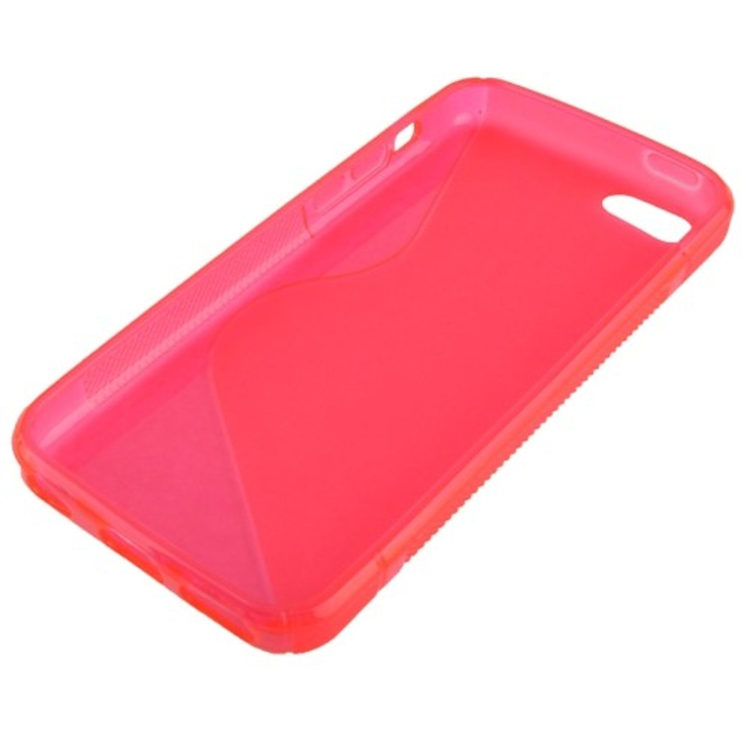 Eine neonrosa Handyhülle. Weißer Hintergrund.