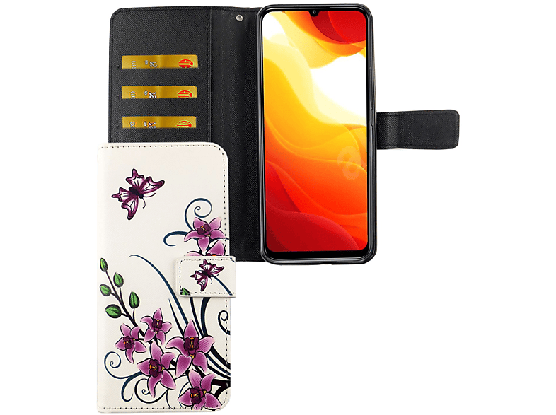KÖNIG DESIGN Xiaomi, 10 Lite 5G, Mi Handyhülle, Weiß Bookcover