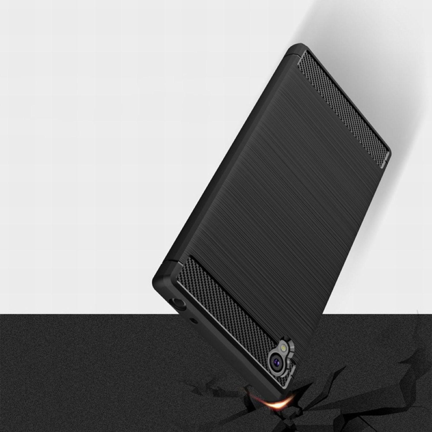 KÖNIG Optik, Schwarz Carbon E6, Handyhülle Sony, Xperia DESIGN Backcover,
