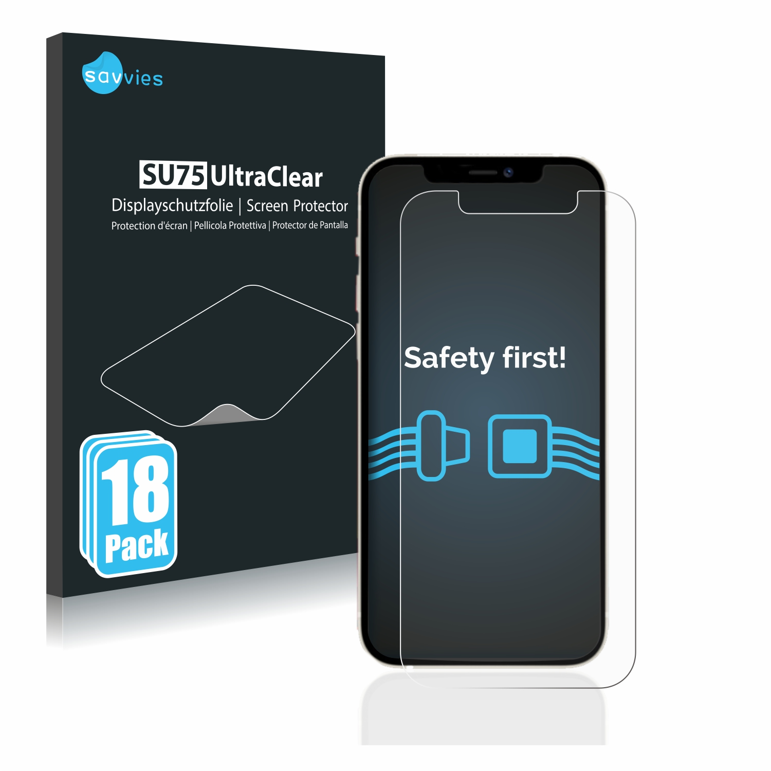 SAVVIES iPhone klare 12) Schutzfolie(für Apple 18x