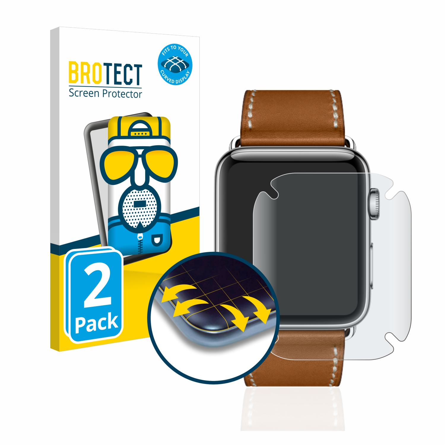 BROTECT Schutzfolie(für Curved Hermès Flex Watch (38 matt 3 Series Apple Full-Cover mm)) 3D 2x