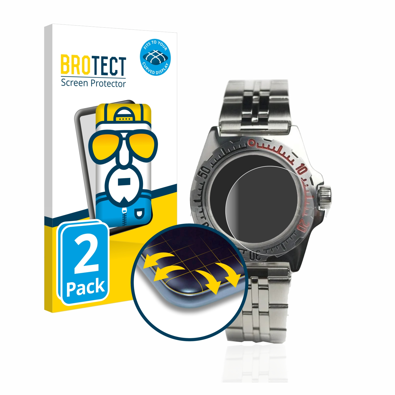 BROTECT Vostok Schutzfolie(für Flex Curved 2x 110647) Klassik 3D Amphibian Full-Cover