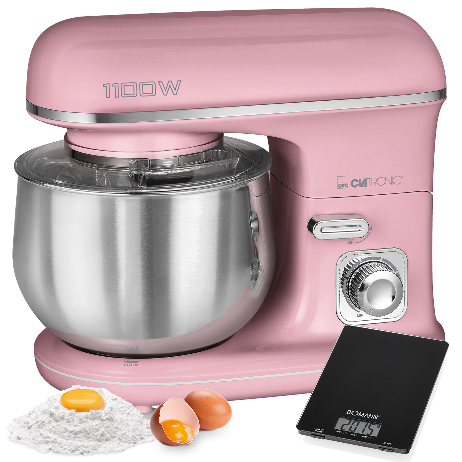 Robot de cocina - KM 3711 CLATRONIC, 1100 W, Rosa