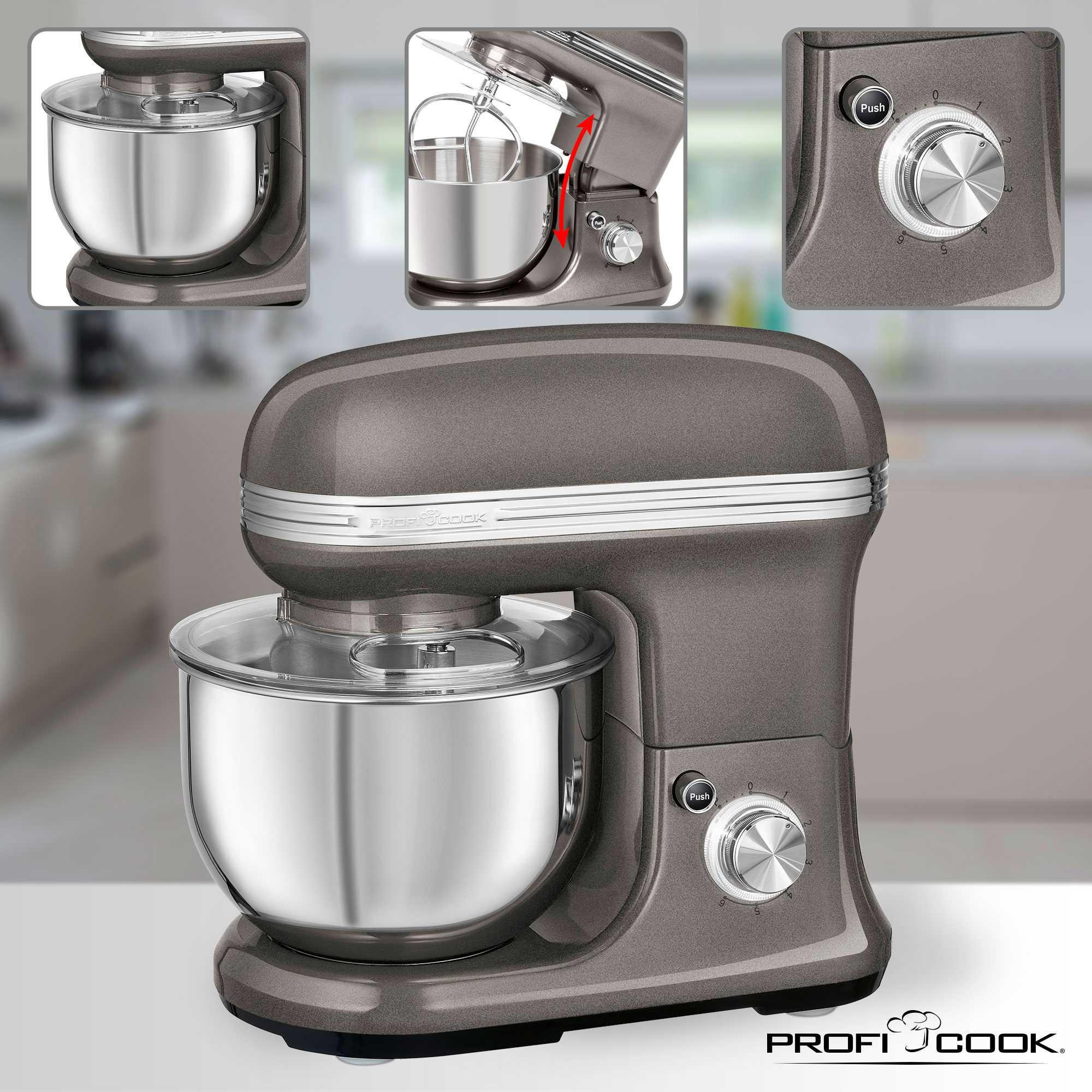 Grau (1200 1197 Watt, l) Küchemaschine 9999 PROFICOOK PC-KM