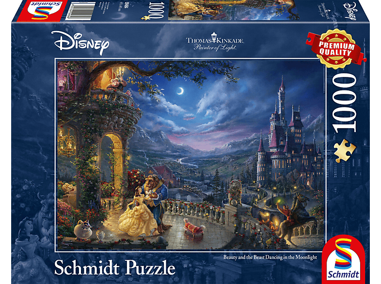 SCHMIDT SPIELE Disney, Die Schöne und das Biest, Tanz im Mondlicht - 1000 Teile Puzzle (Thomas Kinkade) Puzzle
