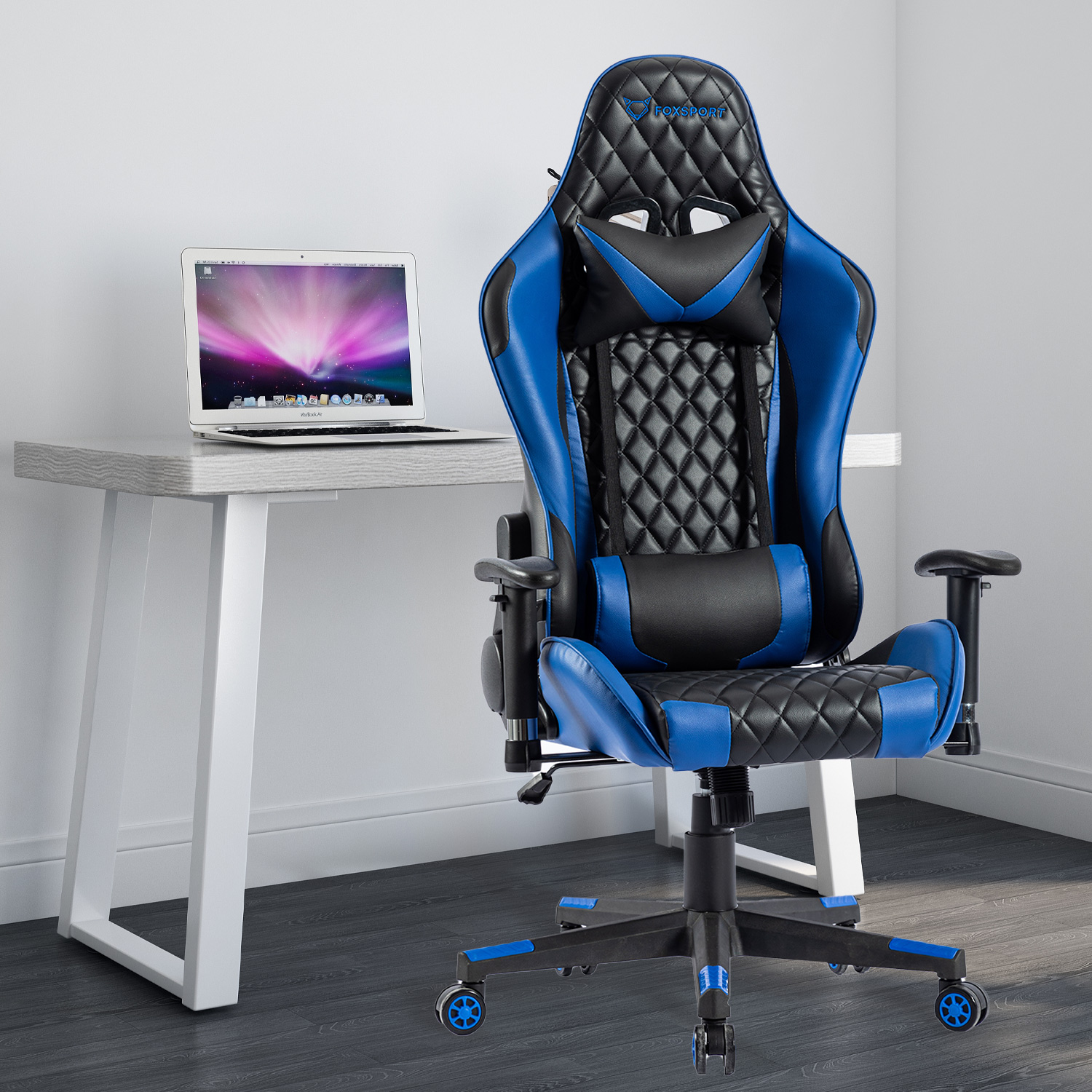 Blau Stuhl, Stuhl Lendenkissen Gaming Kopfstütze FOXSPORT mit Gaming Blau und