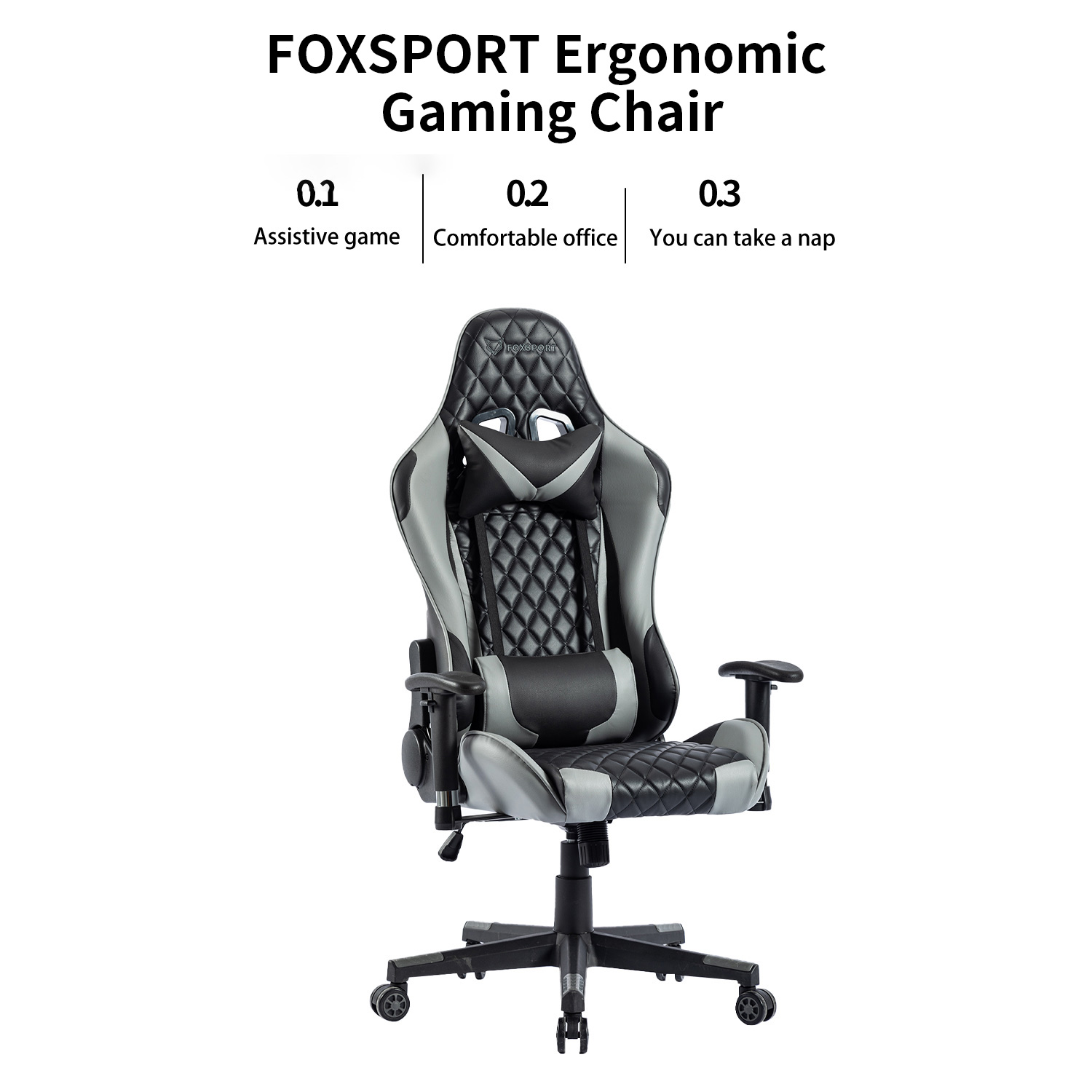 FOXSPORT grey Gaming Stuhl, Profi-01