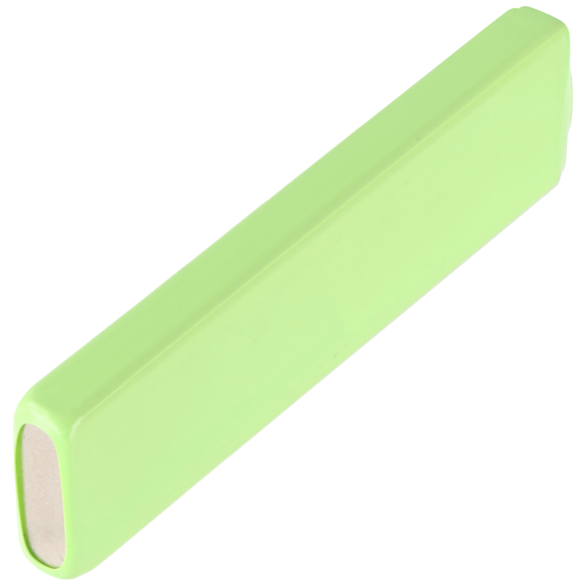 A light green rectangular object. The object is smooth and has rounded edges. It is against a white background.