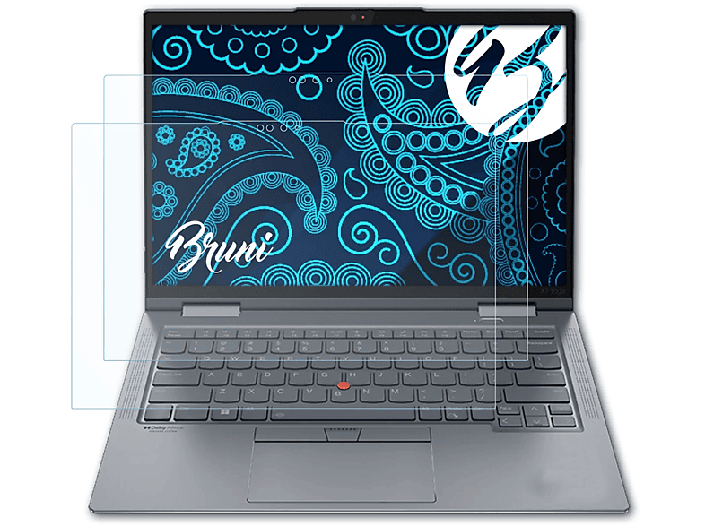 BRUNI 2x Basics-Clear Schutzfolie(für Lenovo ThinkPad X1 Yoga (7th Gen. 2022))