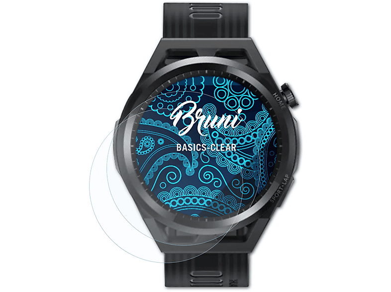 BRUNI 2x Basics-Clear Schutzfolie(für Huawei Watch GT Runner) | Smartwatch Schutzfolien & Gläser