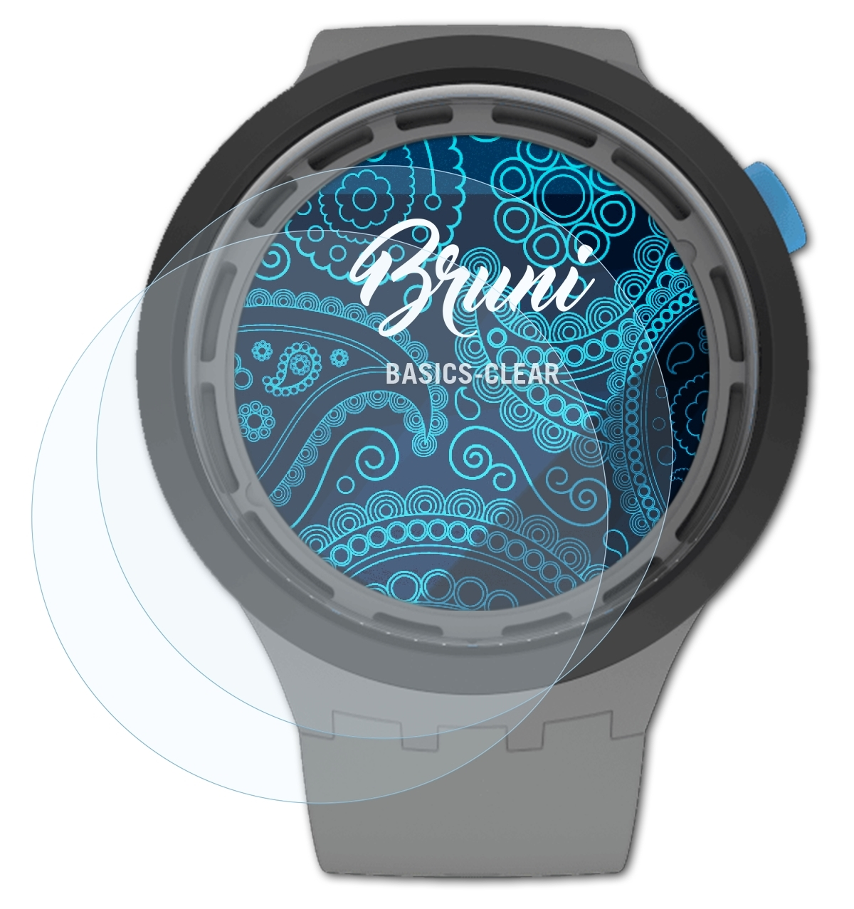 BRUNI 2x Basics-Clear Schutzfolie(für Swatch EasytipPay (47mm))