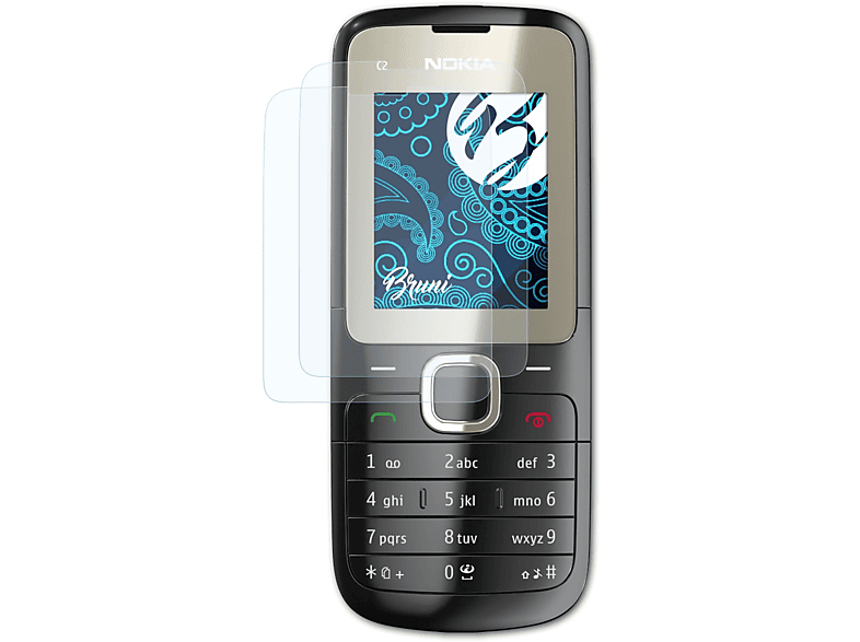 BRUNI 2x Basics-Clear Schutzfolie(für Nokia C2-00)