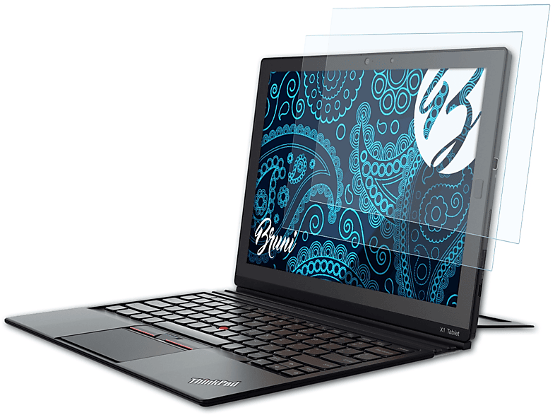 BRUNI 2x Basics-Clear Schutzfolie(für Lenovo ThinkPad X1 Carbon (4th Gen. 2016))