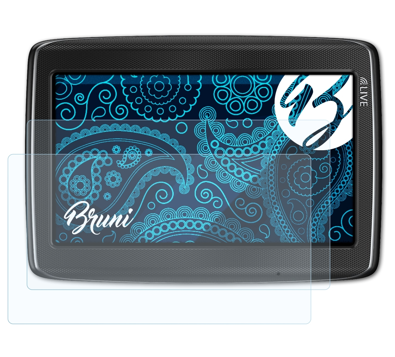 BRUNI 2x Basics-Clear Schutzfolie(für TomTom Live 825 (2011)) GO