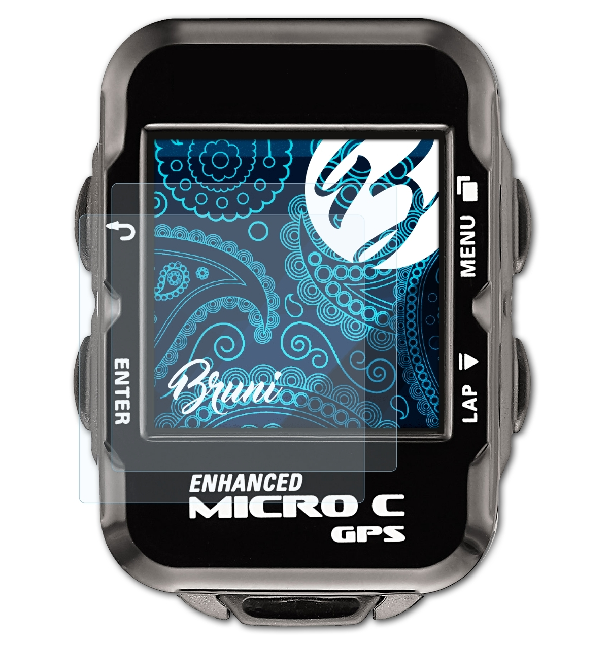 BRUNI 2x Basics-Clear Lezyne Micro C Schutzfolie(für GPS)