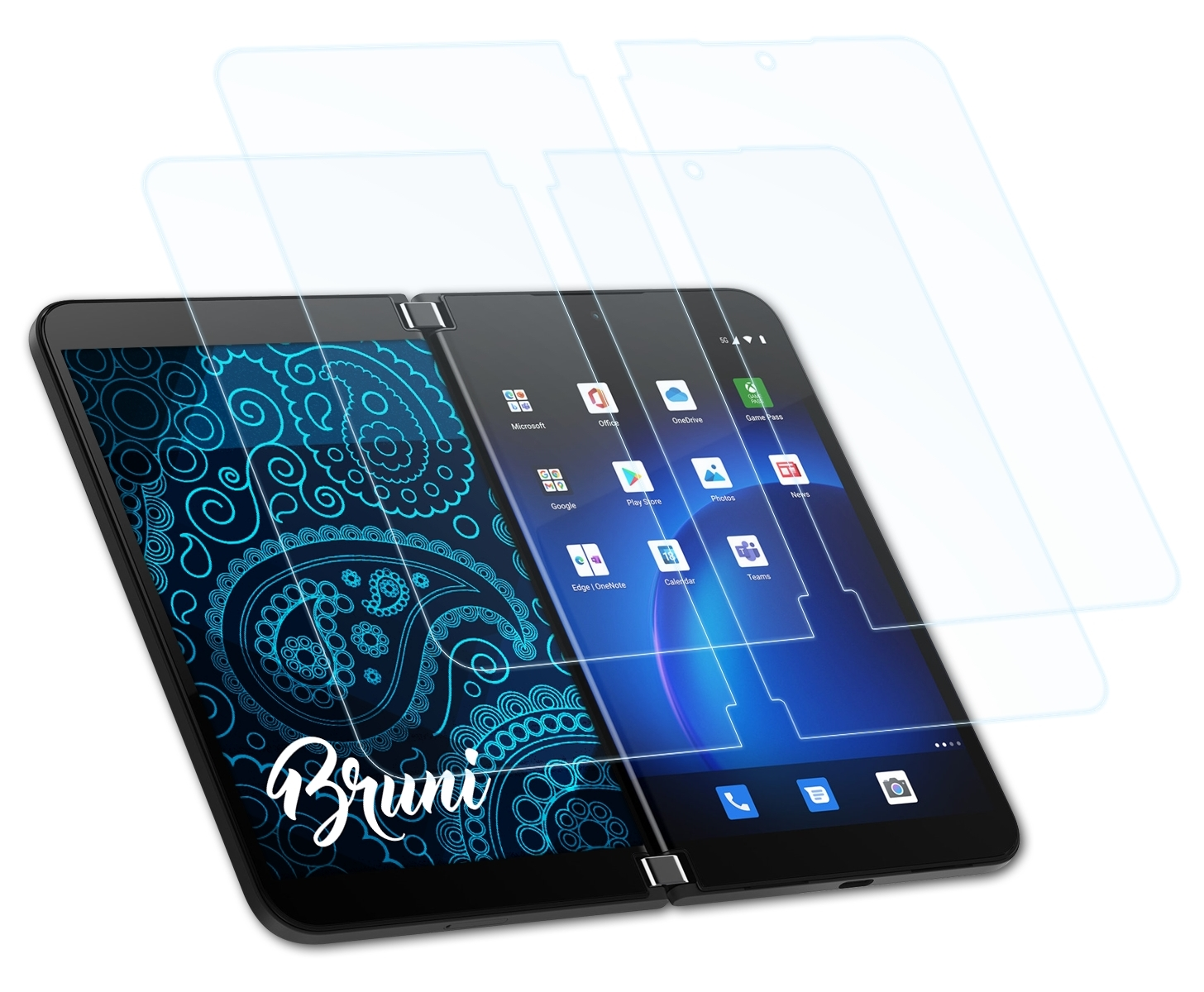 BRUNI 2x Basics-Clear Schutzfolie(für Surface Duo Microsoft 2)