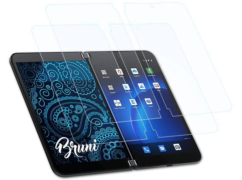 2) Duo BRUNI Surface Schutzfolie(für Microsoft 2x Basics-Clear