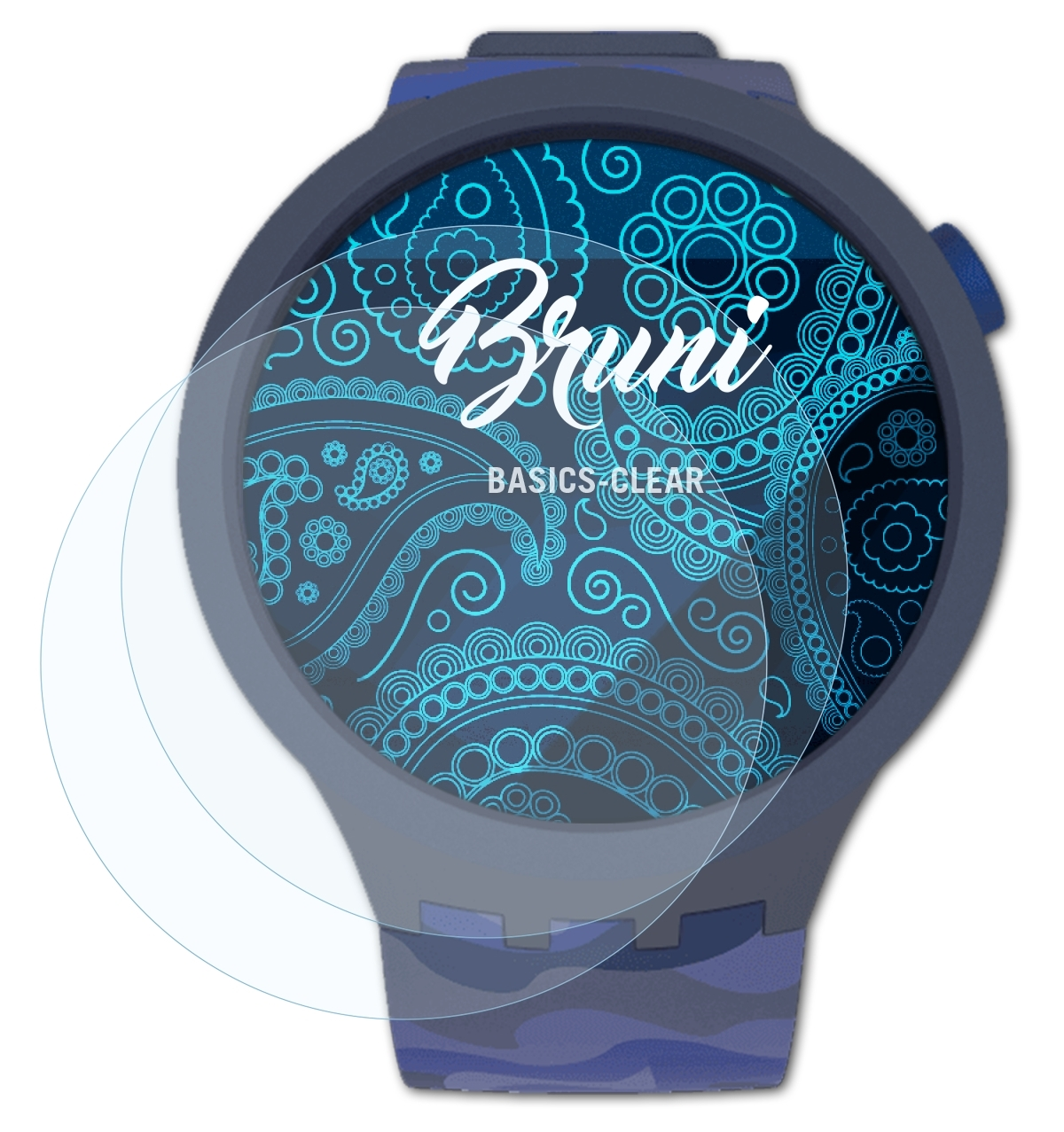 BRUNI 2x Basics-Clear Schutzfolie(für (47mm)) Swatch BBsky Pay