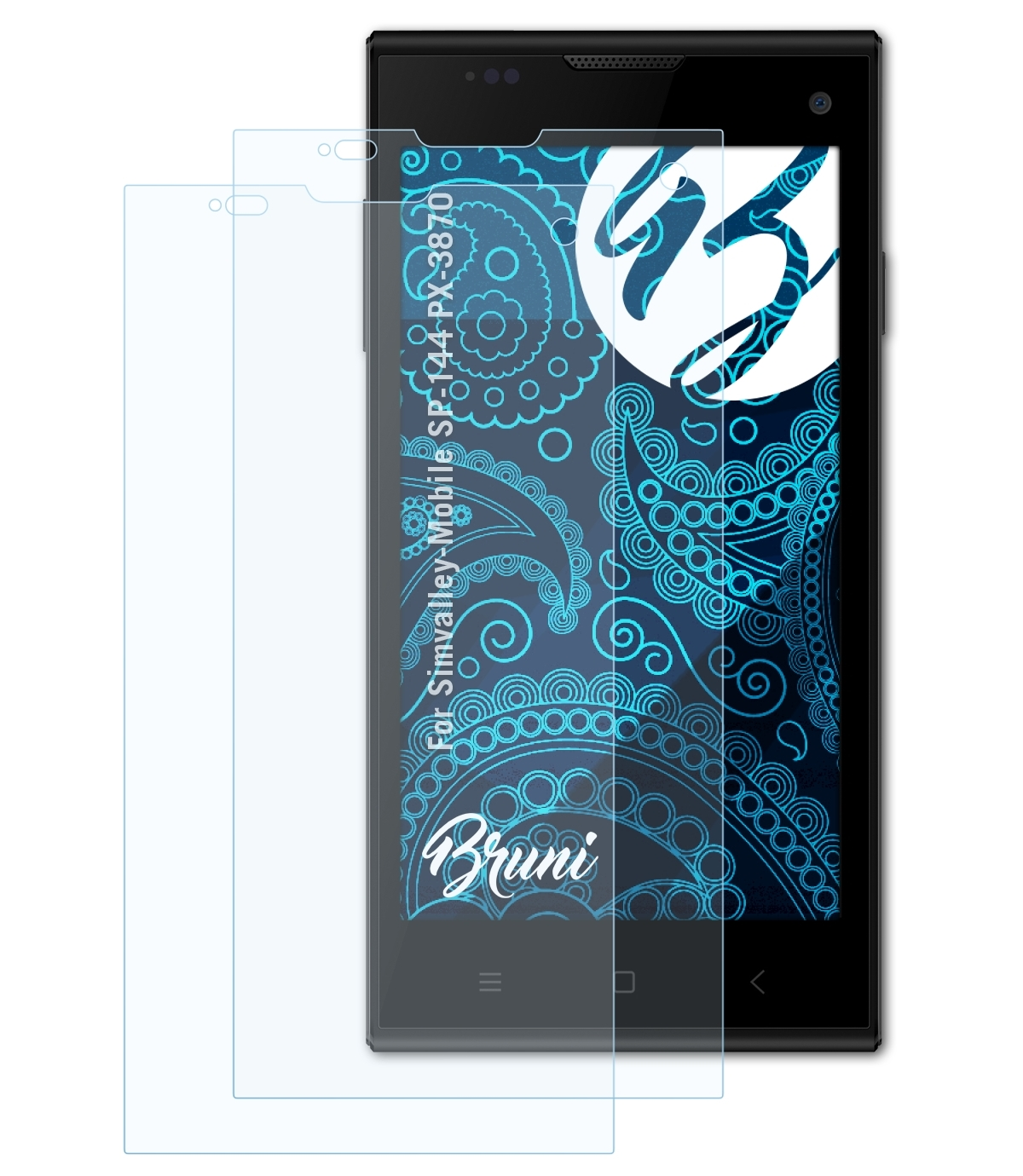 BRUNI 2x Basics-Clear Schutzfolie(für Simvalley-Mobile (PX-3870)) SP-144