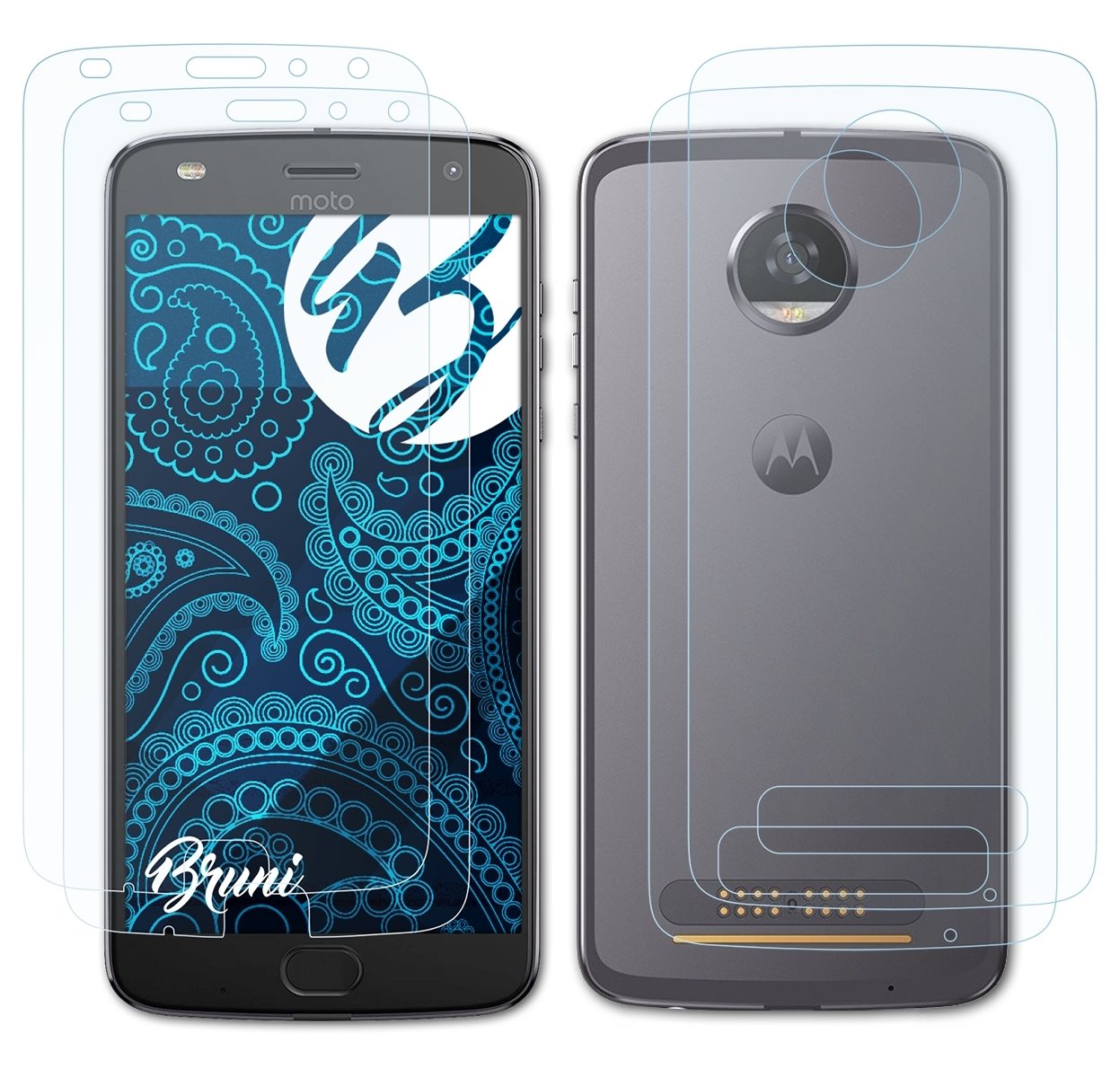 BRUNI 2x Basics-Clear Z2 Lenovo Schutzfolie(für Moto Motorola Play)