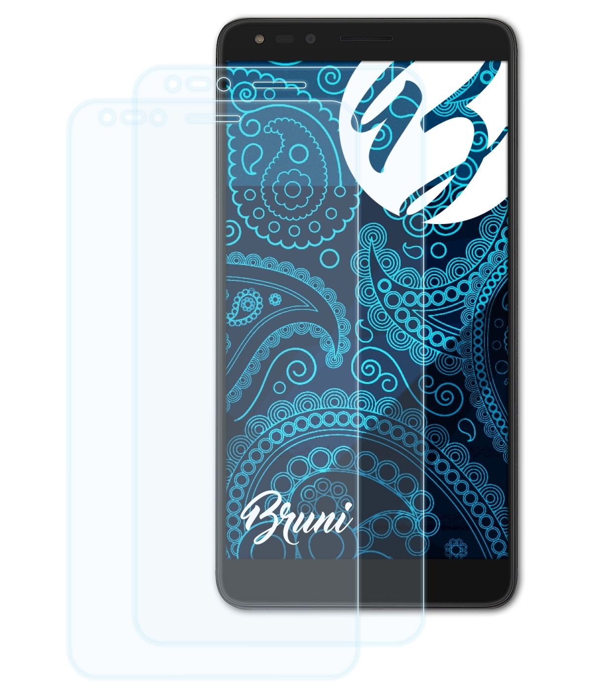 BRUNI 2x Basics-Clear Schutzfolie(für 4 (6)) Pop Touch One Alcatel