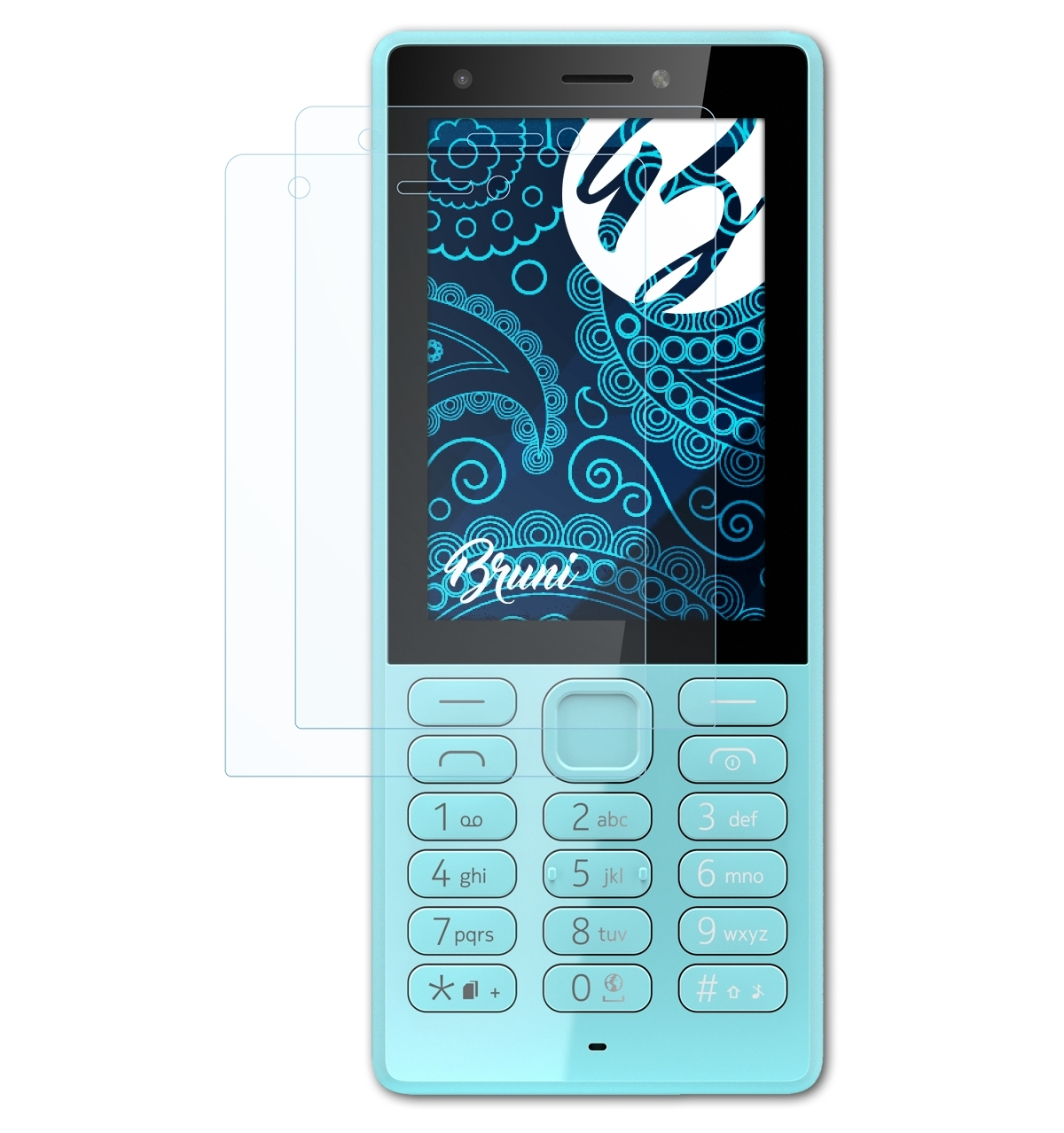 BRUNI 2x Basics-Clear 216) Schutzfolie(für Nokia Microsoft