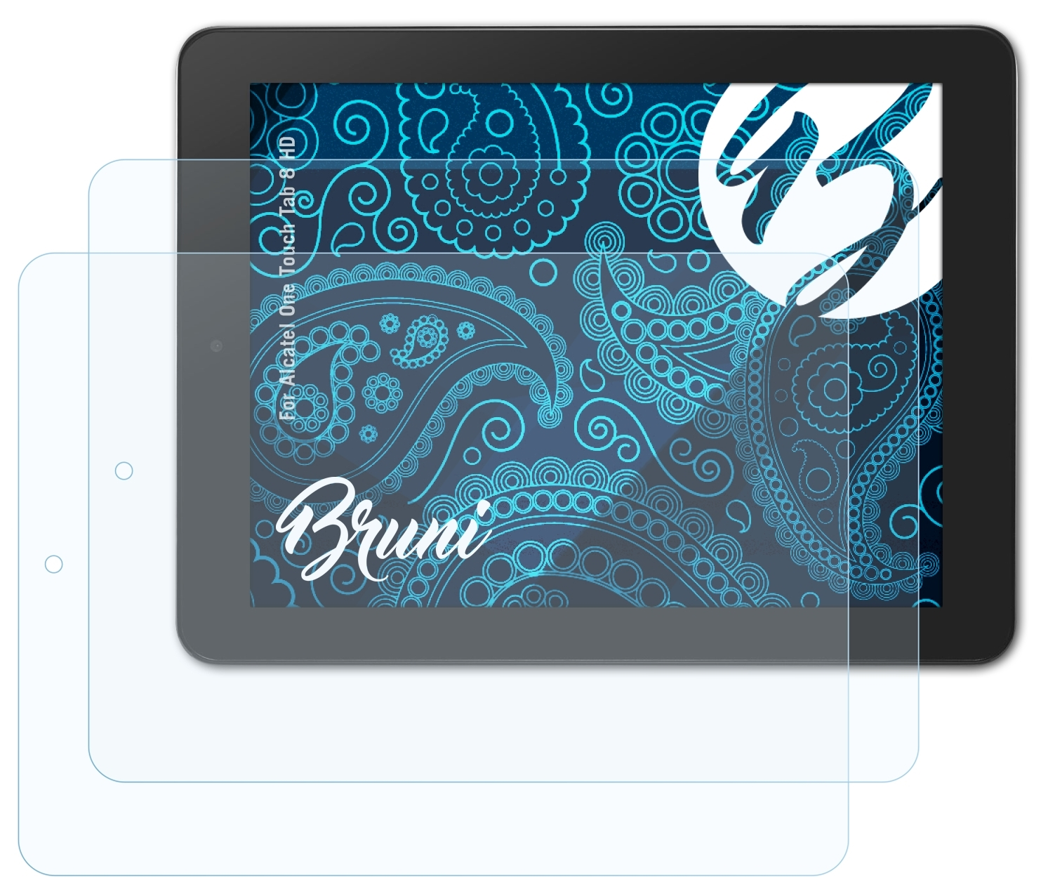 BRUNI 2x Basics-Clear 8 HD) Schutzfolie(für Tab One Touch Alcatel